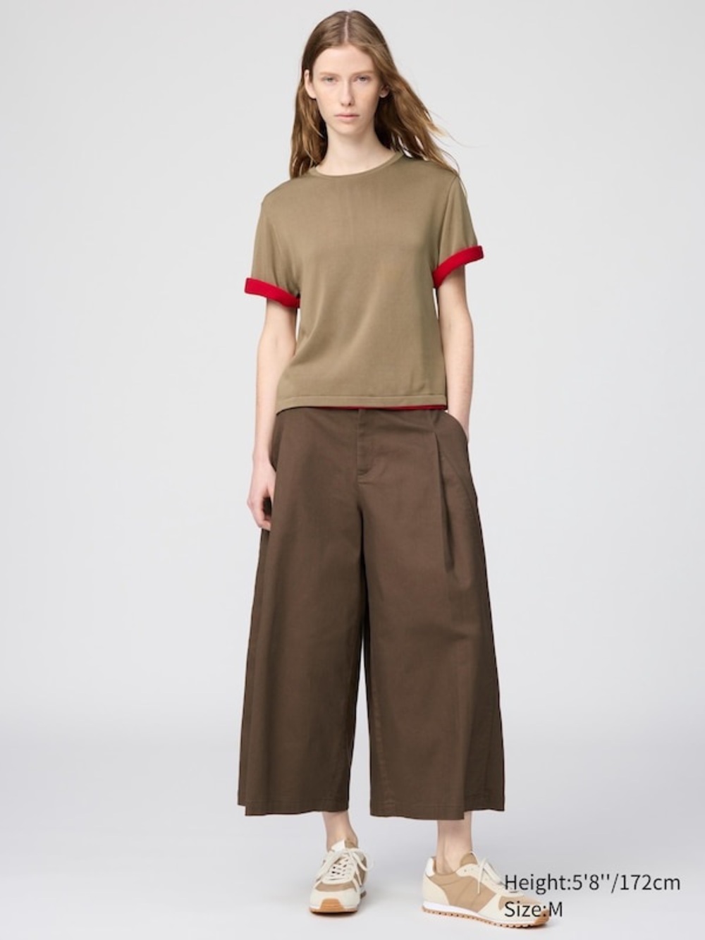 Uniqlo Wide-Leg Cropped Pants in Brown